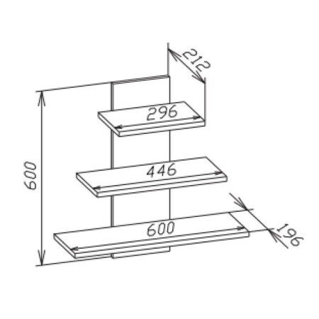 Wall shelf, 600 × 212 × 600 mm, white color-2