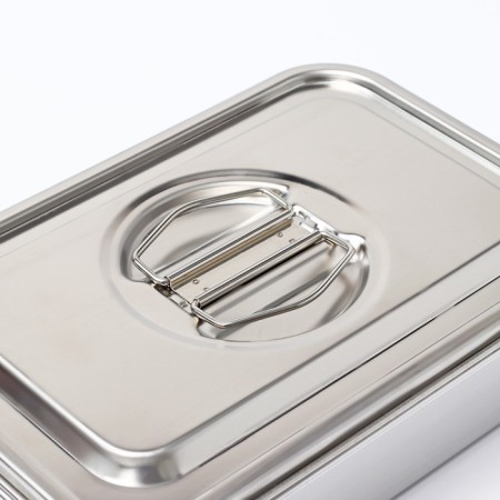 Stainless steel container 2 sections, 23 × 15.5 × 7, with a lid-1