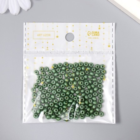 Glass beads 6/0 "platinum-green" 15 g-2