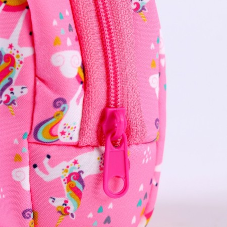 Keychain "backpack with unicorns", 10 cm, pink color-3