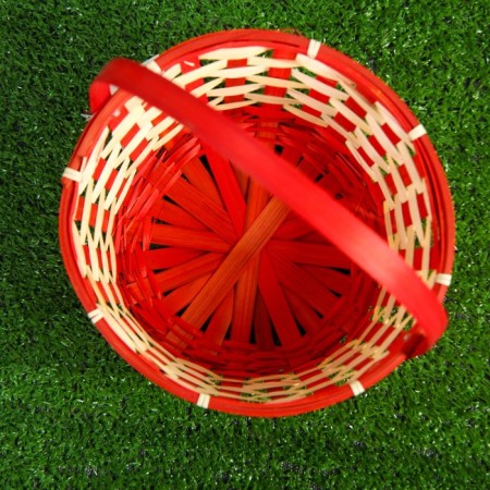 Wicker basket, bamboo, 21x21x10/24 cm, red-3