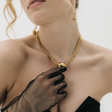 The necklace "stereo" bead, 10 threads, color gold, 40 cm-5