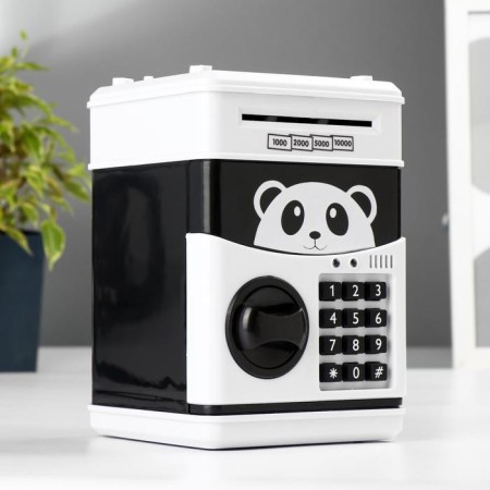 Piggy bank Plastic for coins and bills "Safe - Panda" Code lock, sound 3aa 19x13x12 cm