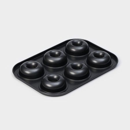 Baking uniform “Donuts”, 26.5 × 17 cm, 6 cells, anti -stick coating, black color-5