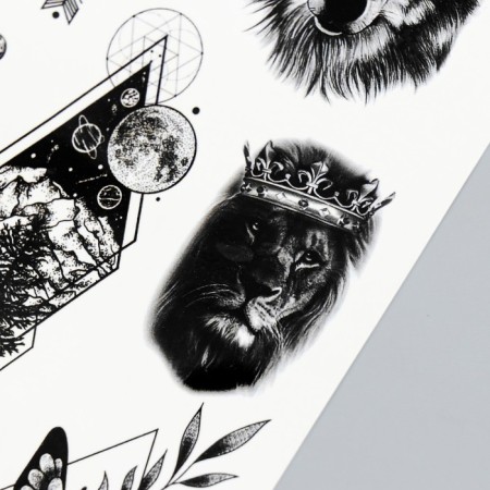 Tattoo on the body Black "Wolf and King of Beasts" 19x9.5 cm-2