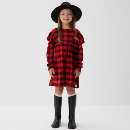 New Year. Baby dress with ruffles kaftan "cell" size 32 (110-116)