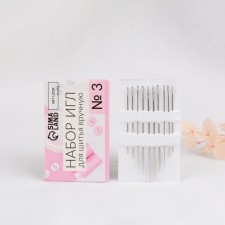 Set of sewing needles No. 3, d = 0.65 / 0.7 / 0.75 / 0.9 mm, 3.6 - 5.5 cm, 10 pcs