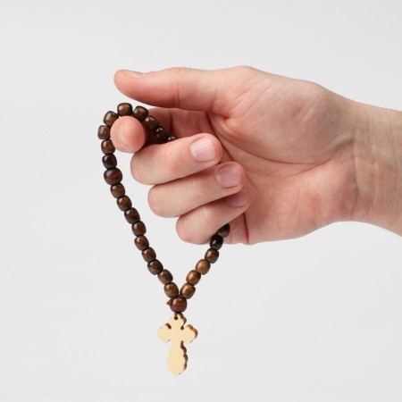 Parsing wooden "Orthodox" 32 beads with a large cross, brown color-2