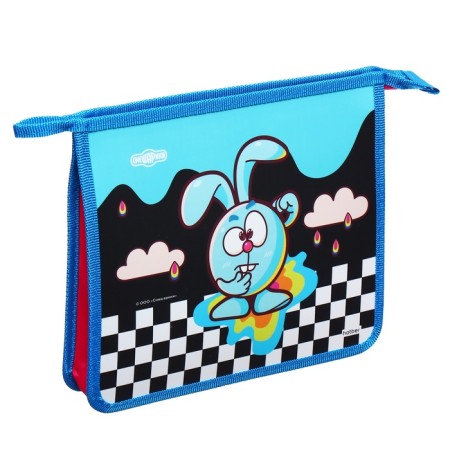 Folder for notebooks A5, 205 x 240 x 40 mm, zipper from above, plastic/textiles, hatber "Smeshariki crumbs"-1