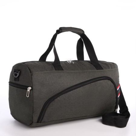 Road bag on lightning, 3 outer pockets, long belt, khaki color