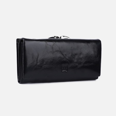 Women's wallet on magnets, black color