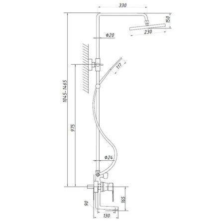 Profosan shower system PSM-600-8, type of SM-VDshorntra, tropical shower, shower set, chrome 984759-1