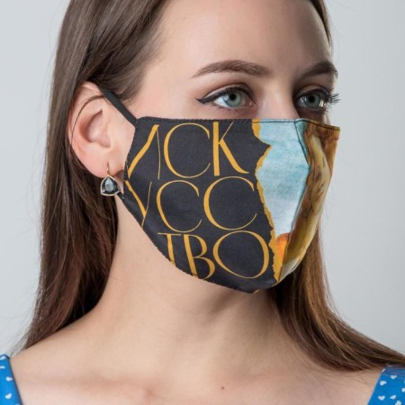 A fabric mask with adjusting ties, protective "art"-1