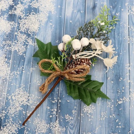 Decor "Winter Magic" bumpy white berries Flowers 24 cm-1
