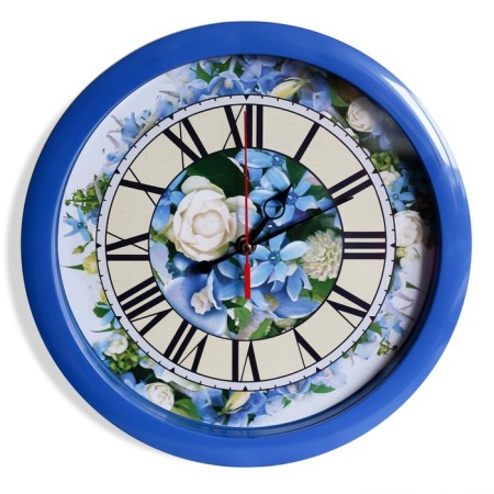 Wall clock, D-28 cm, interior, "flowers", silent