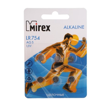 Alkalin Battery Mirex, Lr754, AG5, 1.5V, Blister, 6 pcs