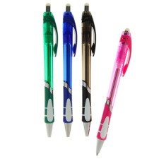 Ballic handle with erased ink, line 0.8 mm, automatic, blue rod, tinted body with a rubber holder