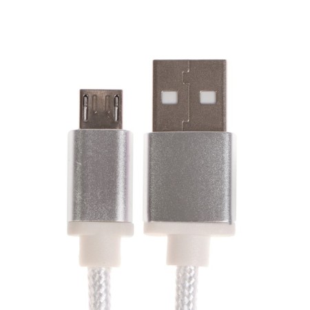Oxion DCC258, MicroUSB - USB, charging + data transfer, 1.3 m, braid, white-1