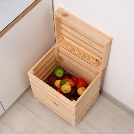 Box for vegetables and fruits, 30 × 40 × 50 cm, wooden, with a lid, Greengo-8