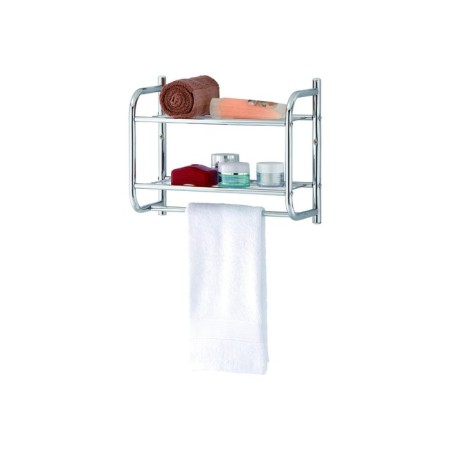 Wall -mounted bathroom shelf Aiowa, with a towel holder, silver-1