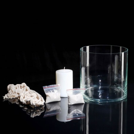 VAZA-sub-SUBSTANCE "Pipe 200", with a white candle, 20x20 cm, in a grid, cylinder, glass-2