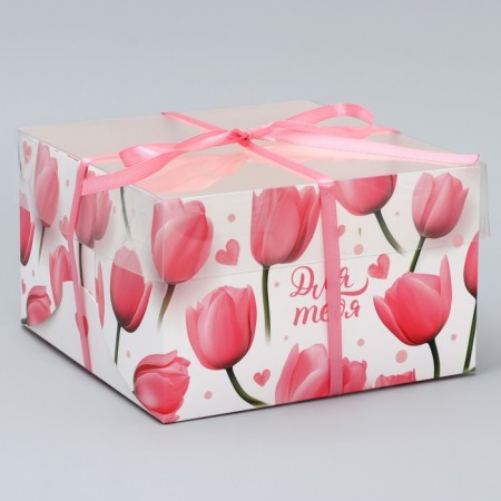 Capcake box, confectionery packaging, 4 cells “only for you”, 16 x 16 x 10 cm-1