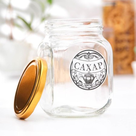 Glass Bank for storing spices "Sugar", 650 ml-1