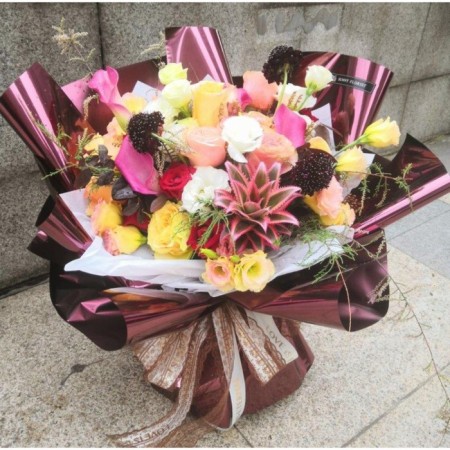 Film for decor and floristry, lilac, plain, glossy, pink, roll 1 pcs., 58 cm x 5 m-4