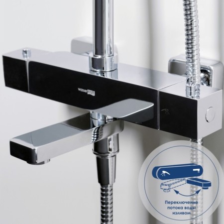 Shower system Wasserkraft A19901, tropical shower, thermostat, hand watering can, chrome-4