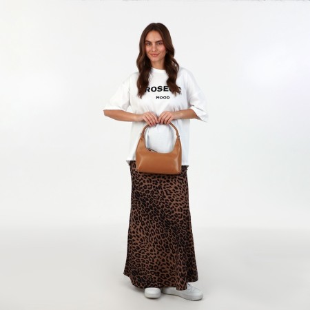 Baget bag with zipper, brown color-9