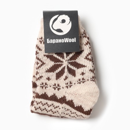 New Year. Women's socks, white/brown color, rr 25-27-2