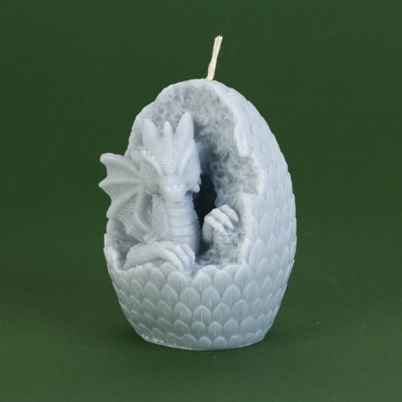 Interior curly candle "Dragon in the egg", gray, without aroma-1