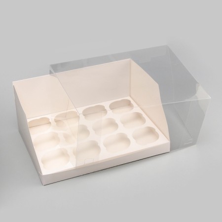 Confectionery folding box for 12 cupcakes white, 31 x 24 x 14 cm-3