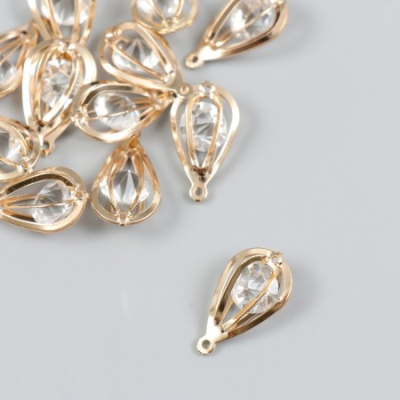Decor for creativity Metal "drop" volumetric gold, crystal 1x1.2x2.1 cm-1