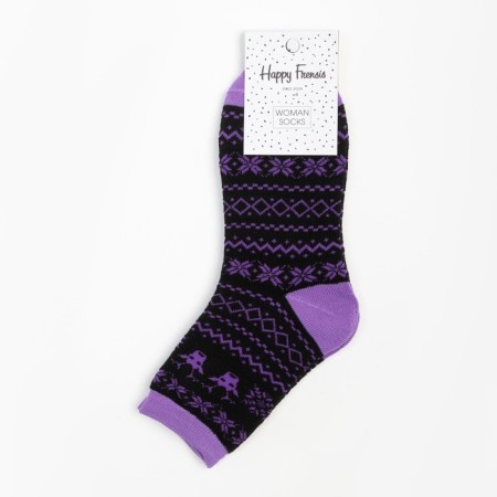 Terry socks, black/lilac color, size 23-25-4