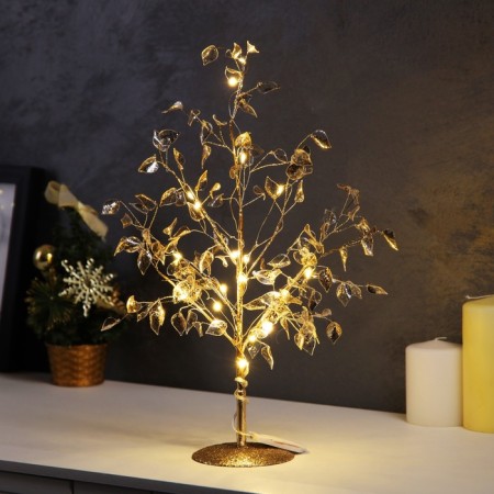 LED bush "Leaves" 35 × 26 × 3 cm, 10 LED, constant glow, from batteries CR2032x2 (included), glow warm white