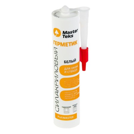 Starril sealant Masterteks Profmaster, for windows and glasses, 290 ml, white