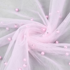 Mesh with beads, 150 cm, 1 ± 0.2 m, pink color