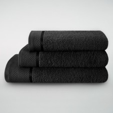 A set of terry towels Guten Morgen White Dove, 380 gr, size 30x50 cm, 50x90 cm, 70x140 cm, color black
