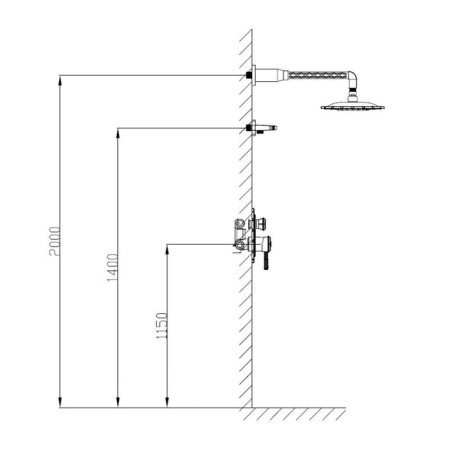 Bronze de Luxe 10138F shower system, without spout, tropical shower, hidden installation, brass-2
