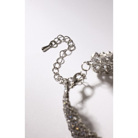Bracelet "ice" waves, white color in silver, 17.5 size-4