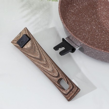 Sleeping pan “Brownie”, D = 28 cm, removable handle, glass cover, anti -stick coating, induction-4