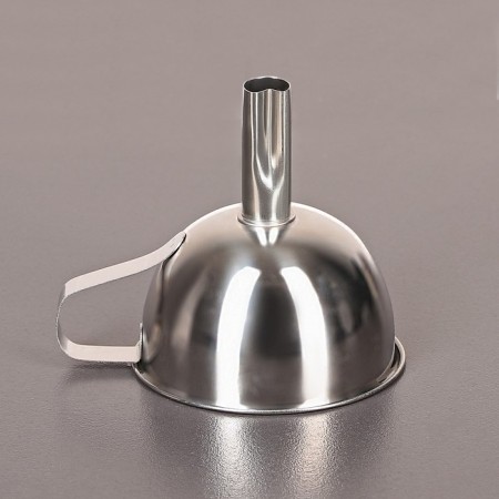 Stainless steel funnel, d = 11 cm, with a handle