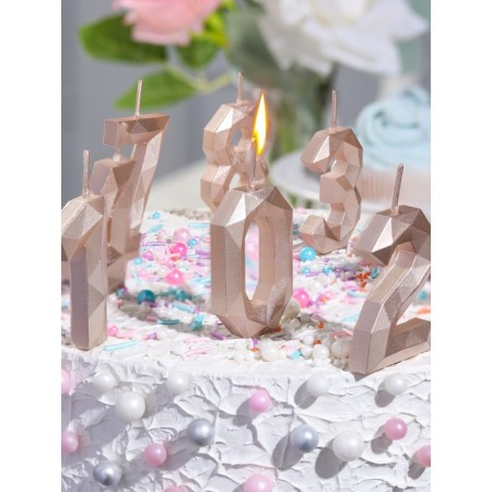 Candle in the cake on the skewer "polyhedron", number 9, 7 cm, champagne-5