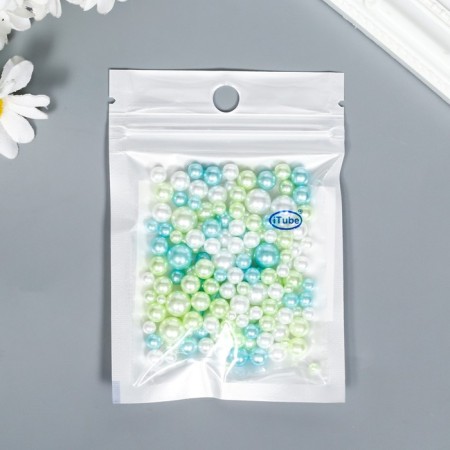Decor for creativity plastic "Balls. Green blue. Assorted" D = 3-8 mm, set 10 grams-2