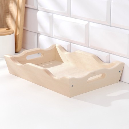 Wooden tray for breakfast wave No. 1, array, 30x20x5.5cm-1