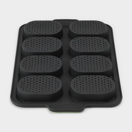 Silicone form for baking with perforation "buns", 34.5 × 23 × 2.5 cm, 8 cells (9.5 × 6.3 × 2.4 cm), color gray color-4