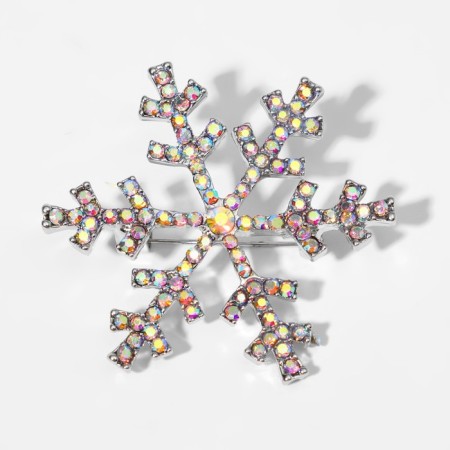 Brooch New Year's "snowflake" is small, rainbow color in silver-1