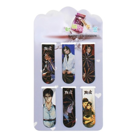 A set of magnetic bookmark for books Calligrata 6 pieces, "anime", mix-4