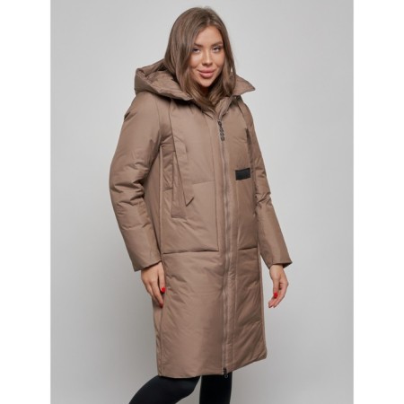 Coat insulated winter female, size 50, brown color-7